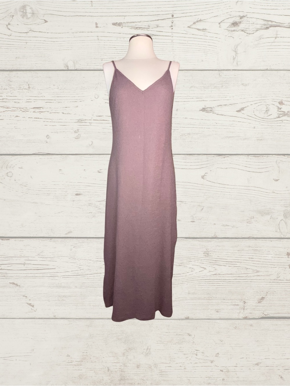 Billabong Night Waves Midi Slip Dress Kona Taupe V Neck Side Slit Sz M